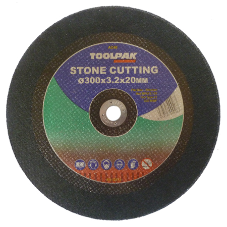 Stone Cutting Disc 300mm x 3.2mm x 20mm ( Pack of 25 ) Toolpak Stone Cutting Disc 300mm x 3.2mm x 20mm ( Pack of 25 ) Toolpak