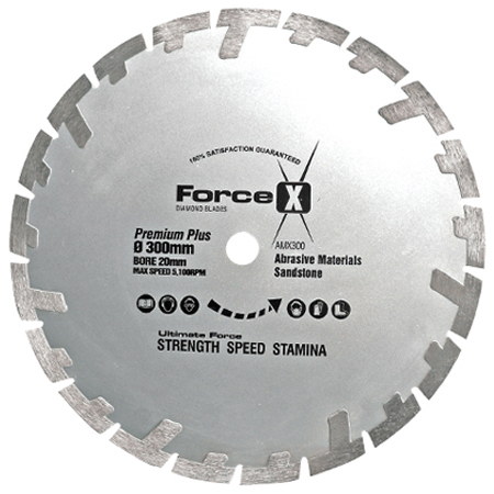 Diamond Blade 300 x 20mm Sandstone 10mm Segment Force X Diamond Blade 300 x 20mm Sandstone 10mm Segment Force X