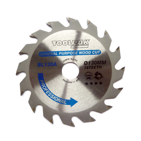 TCT Circular Saw Blade 130mm x 20mm x 16T Professional Toolpak 