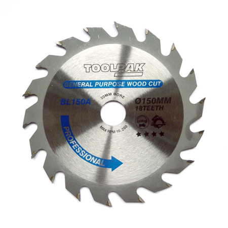 TCT Circular Saw Blade 150mm x 20mm x 18T Professional Toolpak 