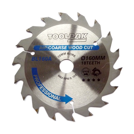 TCT Circular Saw Blade 160mm x 20mm x 18T Professional Toolpak 