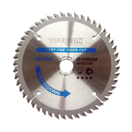 TCT Circular Saw Blade 160mm x 20mm x 48T Professional Toolpak 