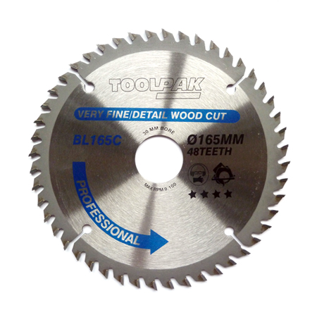 TCT Circular Saw Blade 165mm x 30mm x 48T Professional Toolpak TCT Circular Saw Blade 165mm x 30mm x 48T Professional Toolpak