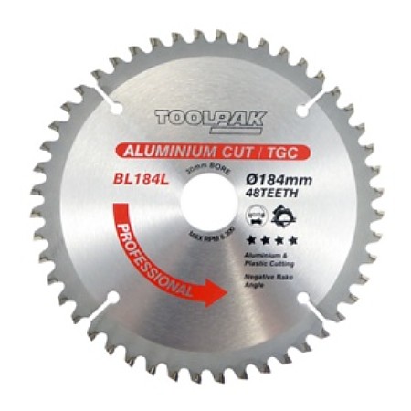 TCT Aluminium Saw Blade 184mm x 30mm x 48T Toolpak 