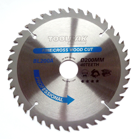 TCT Circular Saw Blade 200mm x 30mm x 40T Professional Toolpak TCT Circular Saw Blade 200mm x 30mm x 40T Professional Toolpak