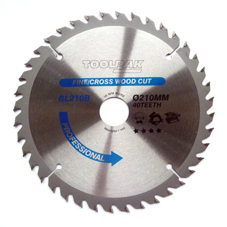 TCT Circular Saw Blade 210mm x 30mm x 40T Professional Toolpak 