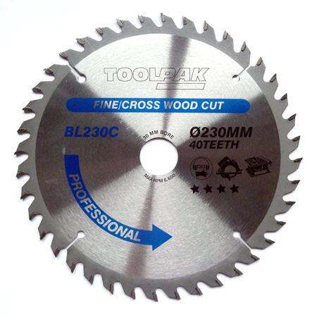 TCT Circular Saw Blade 230mm x 30mm x 40T Professional Toolpak 