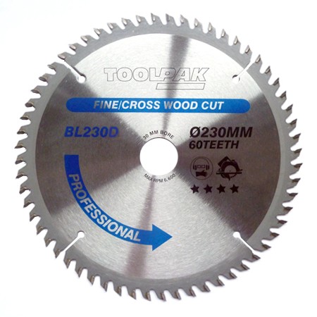 TCT Circular Saw Blade 230mm x 30mm x 60T Professional Toolpak TCT Circular Saw Blade 230mm x 30mm x 60T Professional Toolpak