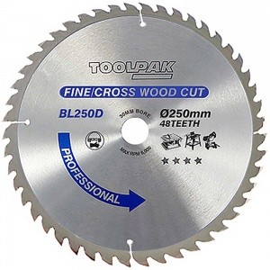 TCT Circular Saw Blade 250mm x 30mm x 48T Professional Toolpak 