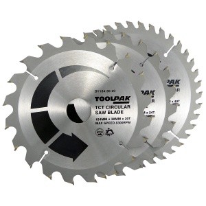 TCT Saw Blade Set 184mm x 30mm Pack of 3 Toolpak 