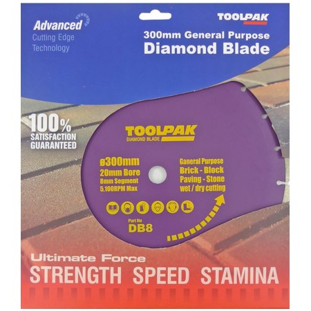 Diamond Blade 300mm x 20mm General Purpose 10mm Turbo Segment 