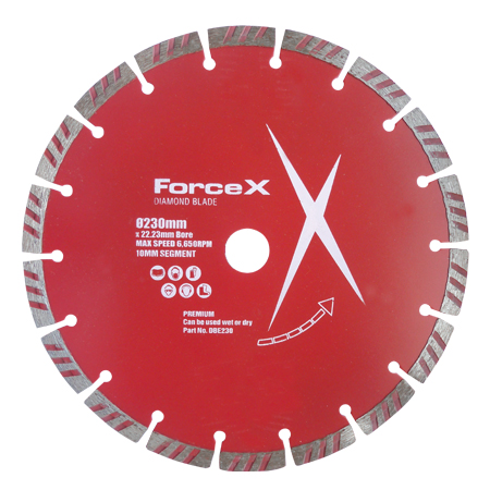 Diamond Blade 230mm x 22.23mm 10mm Turbo Segment Force X 