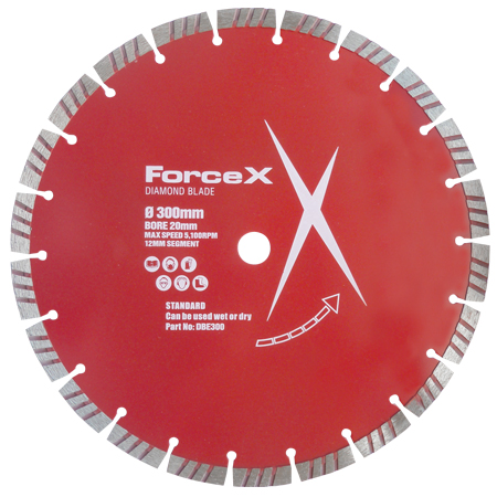 Diamond Blade 300mm x 20mm 12mm Turbo Segment Force X Diamond Blade 300mm x 20mm 12mm Turbo Segment Force X