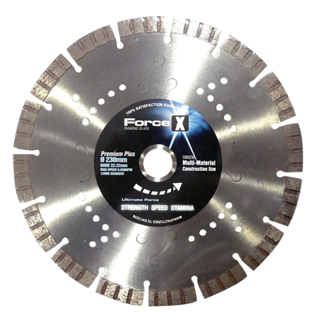 Diamond Blade 230mm x 22.23mm Multi-Material 12mm Turbo Segment Force X 