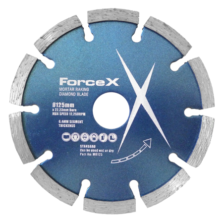 Force X 125mm x 22.23mm Mortar Raking Blade 6.4mm Segment Force X 125mm x 22.23mm Mortar Raking Blade 6.4mm Segment