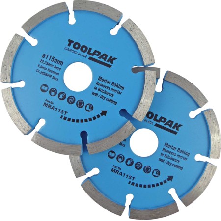 Force X 115mm x 22.23mm Mortar Raking Blade 6.4mm Turbo Segment Twin Pack Force X 115mm x 22.23mm Mortar Raking Blade 6.4mm Turbo Segment Twin Pack